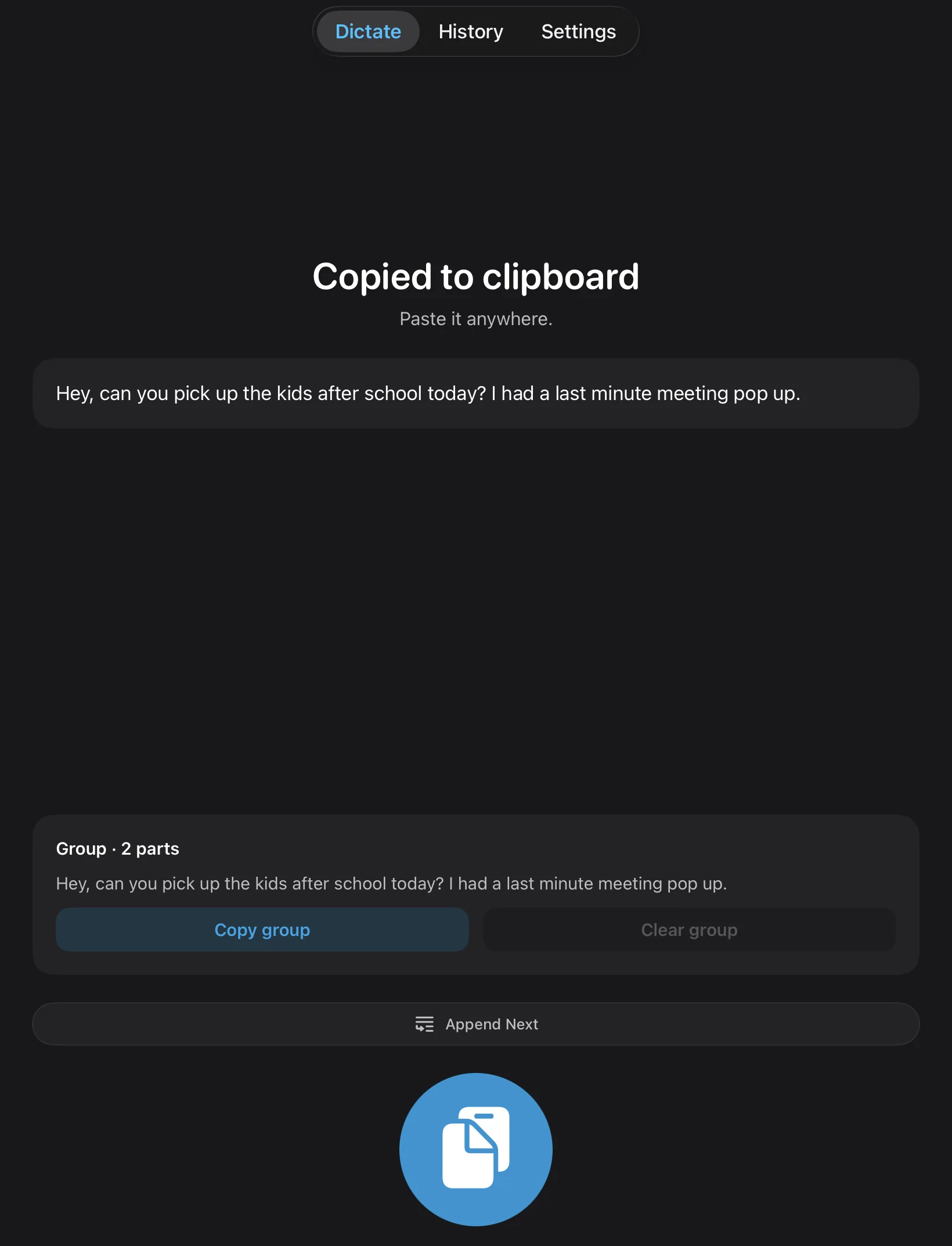 Screenshot of SayCopyPaste